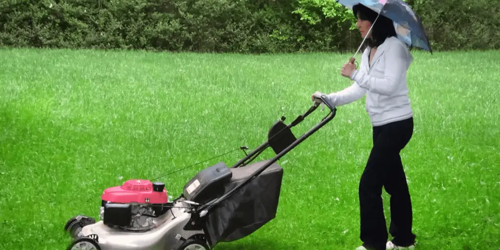 can you mow wet grass