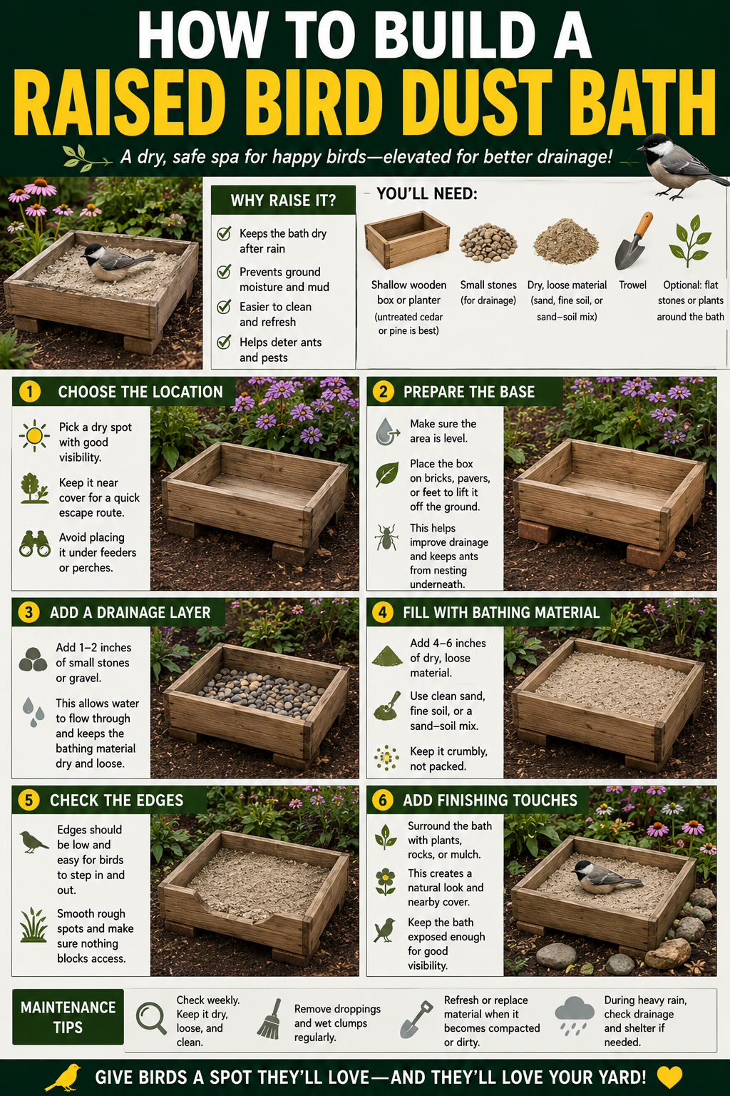 how to build a raised bird bath
